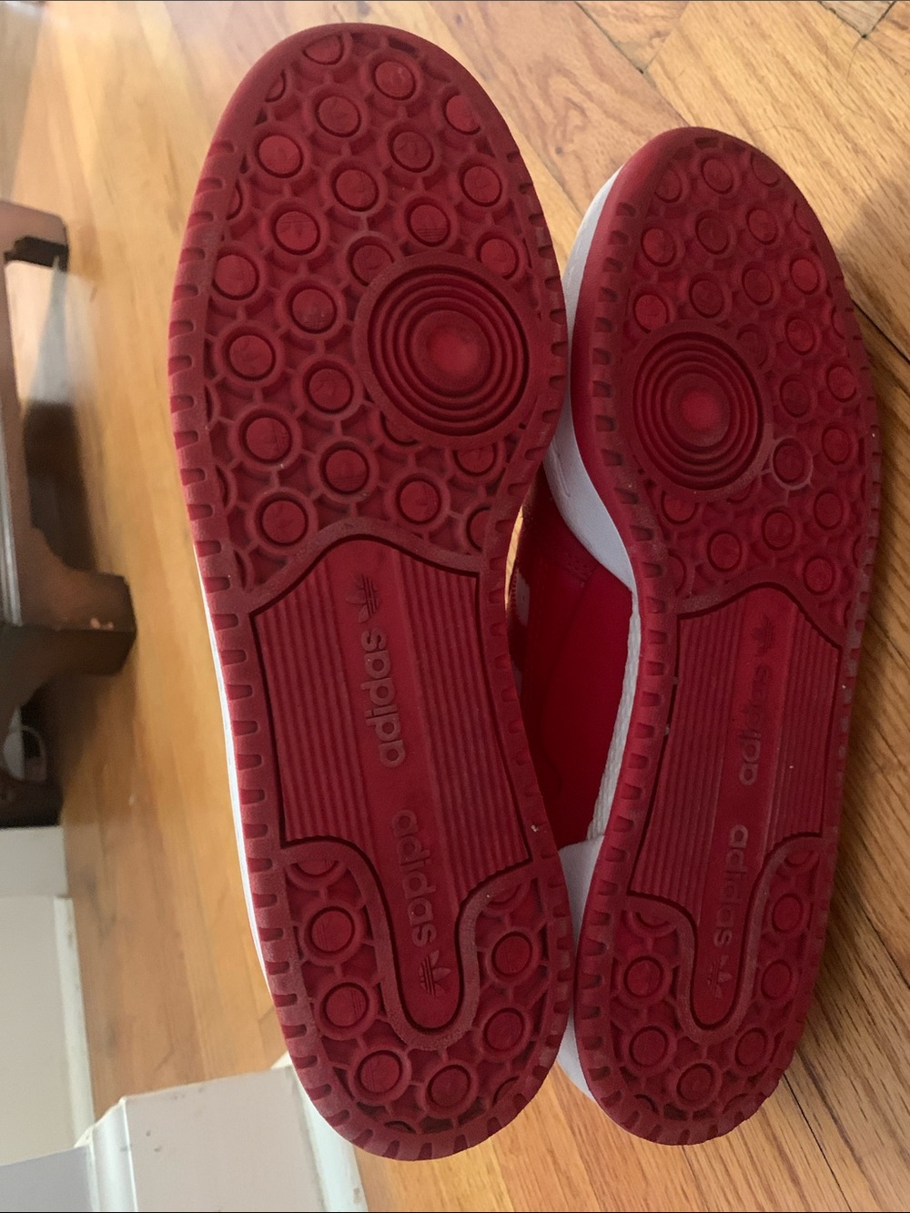 adidas Red and White Low-Top Lace-Up Sneakers - Picture 4 of 6